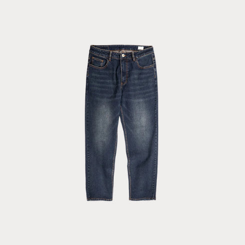 Vintage 11.5oz Washed Denim Jeans – Men’s Straight Fit Ethnic Design Pants with YKK Zipper